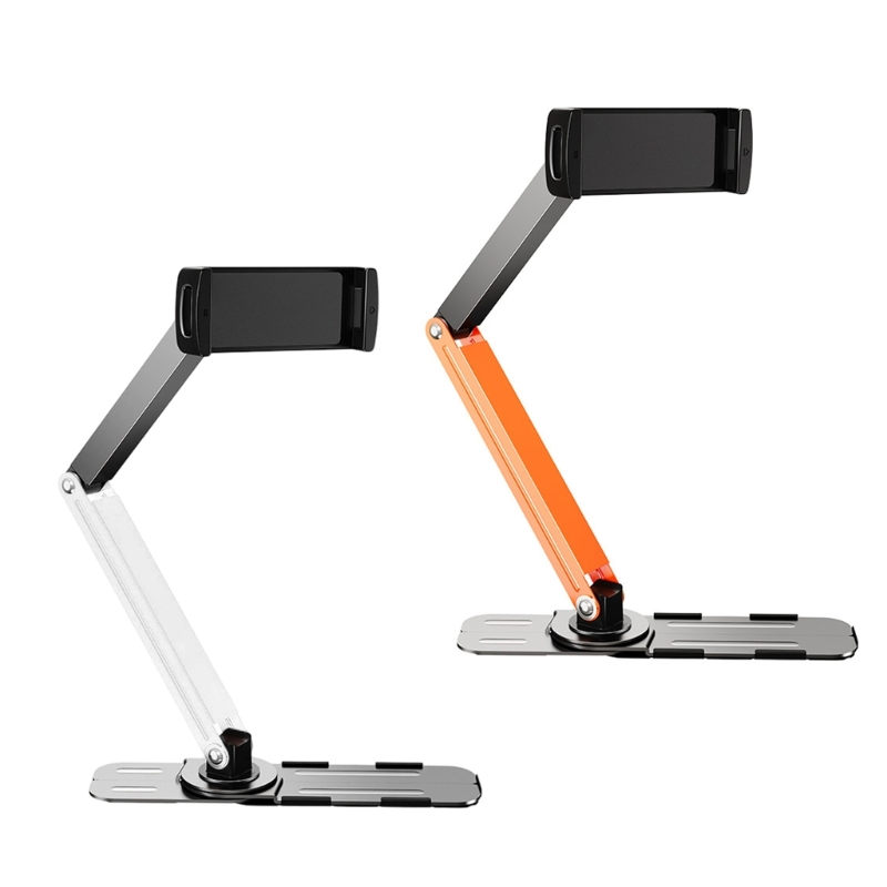 Desk Setup Tablet - Y4UE Quick Setup โทรศัพท์ที่วางแท็บเล็ตขาตั้งโลหะปรับหลายมุมติดตั้งง่ายสำหรับติดผนังหรือโต๊ะ