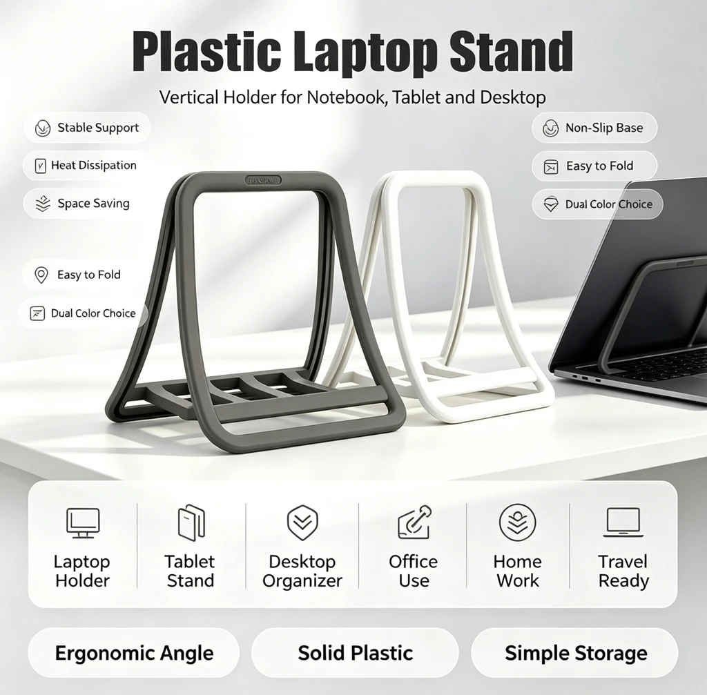 Desk Setup Mac - ขาตั้งแล็ปท็อปแนวตั้ง ที่วางโน้ตบุ๊กแบบสองช่อง แท่นวางแล็ปท็อปสำหรับโต๊ะทำงาน รองรับ MacBook แท็บเล็ต