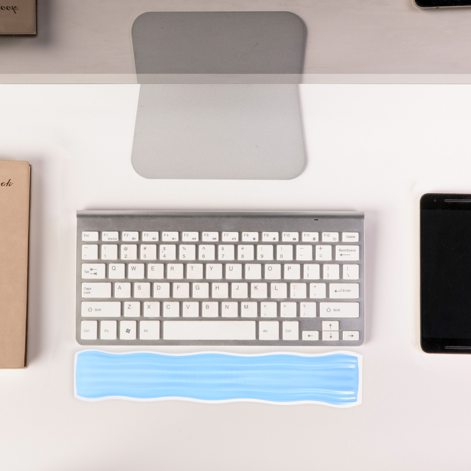 Ergonomic Desk Setup Keyboard - ชุดที่วางข้อมือโปร่งใสตามหลักสรีรศาสตร์สำหรับคีย์บอร์ดและเมาส์ แผ่นรองซิลิโคนเจลสำหรับโต๊ะทำงานและเล่นเกม ช่วยบรรเทาอาการเมื่อยล้าของข้อมือ