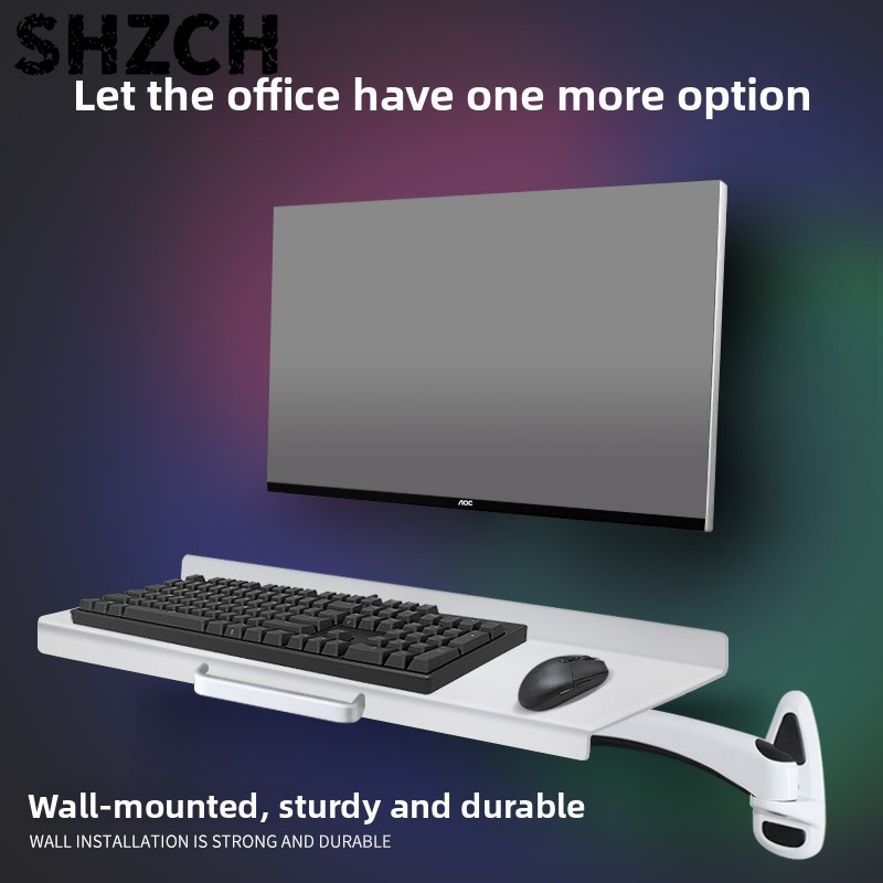 Ergonomic Desk Setup Keyboard - ถาดวางคีย์บอร์ดติดผนังสำหรับงานอุตสาหกรรม พร้อมที่วางเมาส์แบบแข็งแรงทนทาน ออกแบบตามหลักสรีรศาสตร์ สำหรับโต๊ะทำงานแบบลอยตัวในสำนักงาน