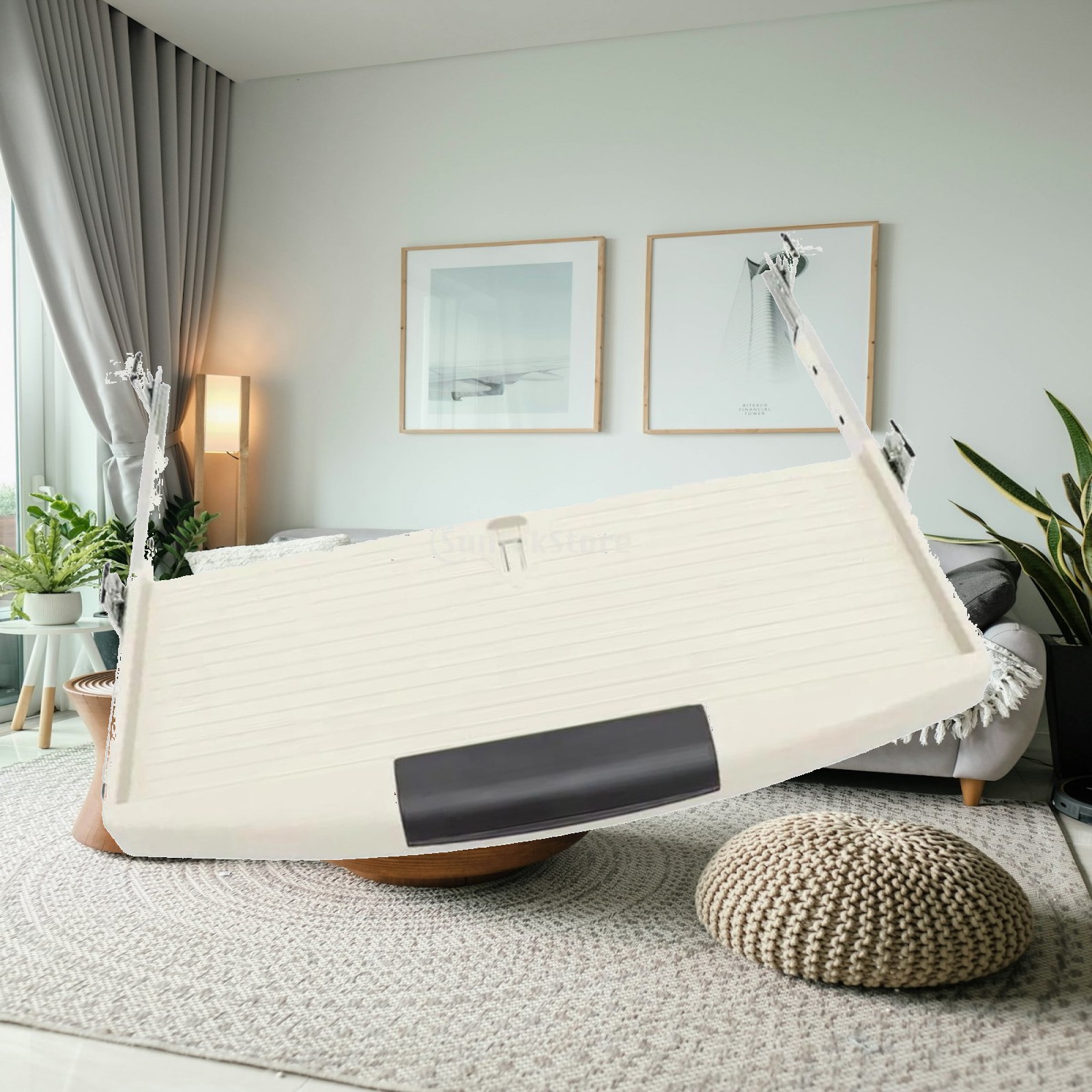 Ergonomic Desk Setup Keyboard - ลิ้นชักคีย์บอร์ดแบบเลื่อนออกได้ ทำจากพลาสติก สำหรับวางใต้โต๊ะ ชั้นวางพิมพ์งานตามหลักสรีรศาสตร์ สำหรับโต๊ะรูปตัว L