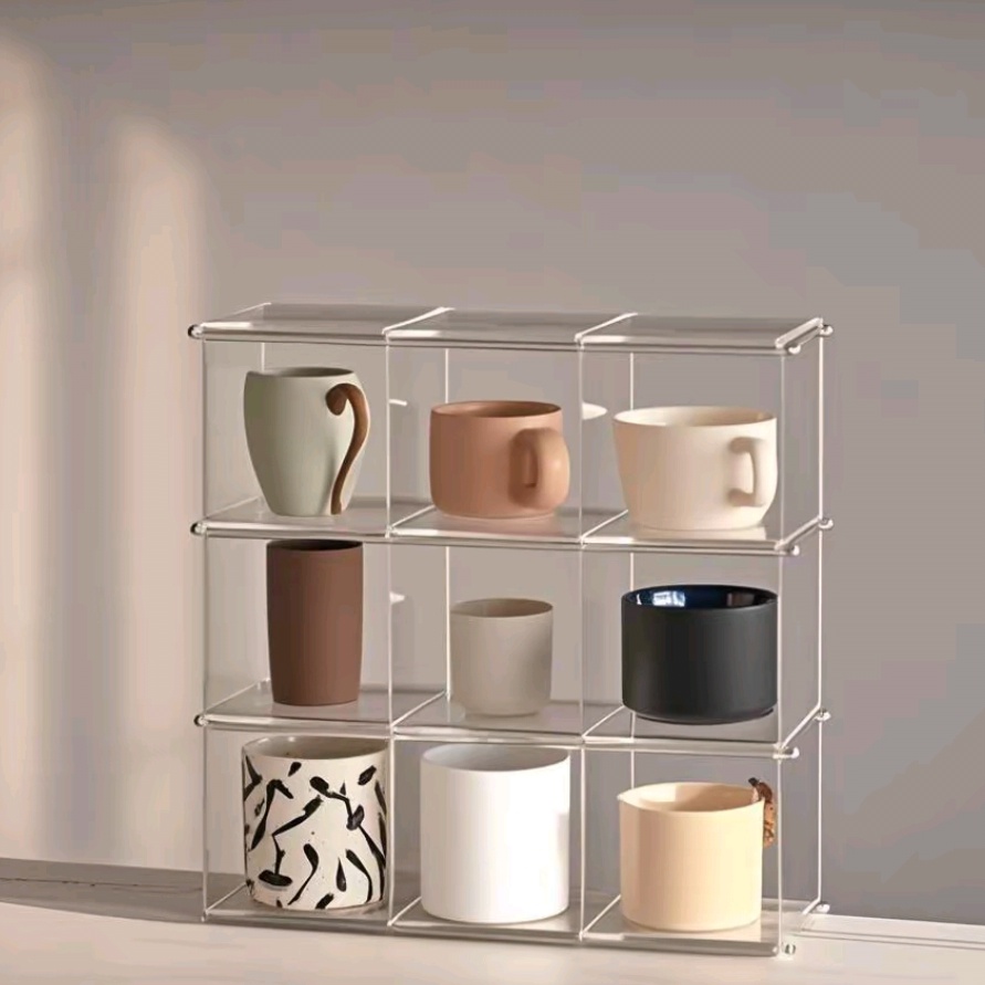 Desk Setup Organizer - อะคริลิคชั้นวางถ้วยRackเดสก์ท็อปชุดชาแก้วกาแฟถ้วยขาตั้งจอแสดงผลเคาน์เตอร์ครัวผู้ถือOrganizer