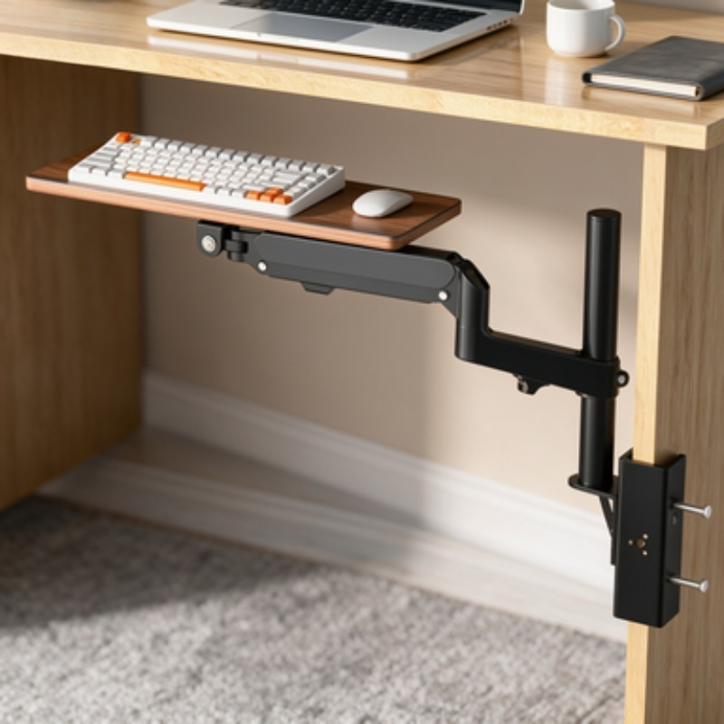 Ergonomic Desk Setup Keyboard - ประหยัดพื้นที่ใต้โต๊ะ ถาดวางคีย์บอร์ด แท่นพิมพ์สำหรับสำนักงาน อุปกรณ์เสริมโต๊ะทำงาน DIY สถานีงาน