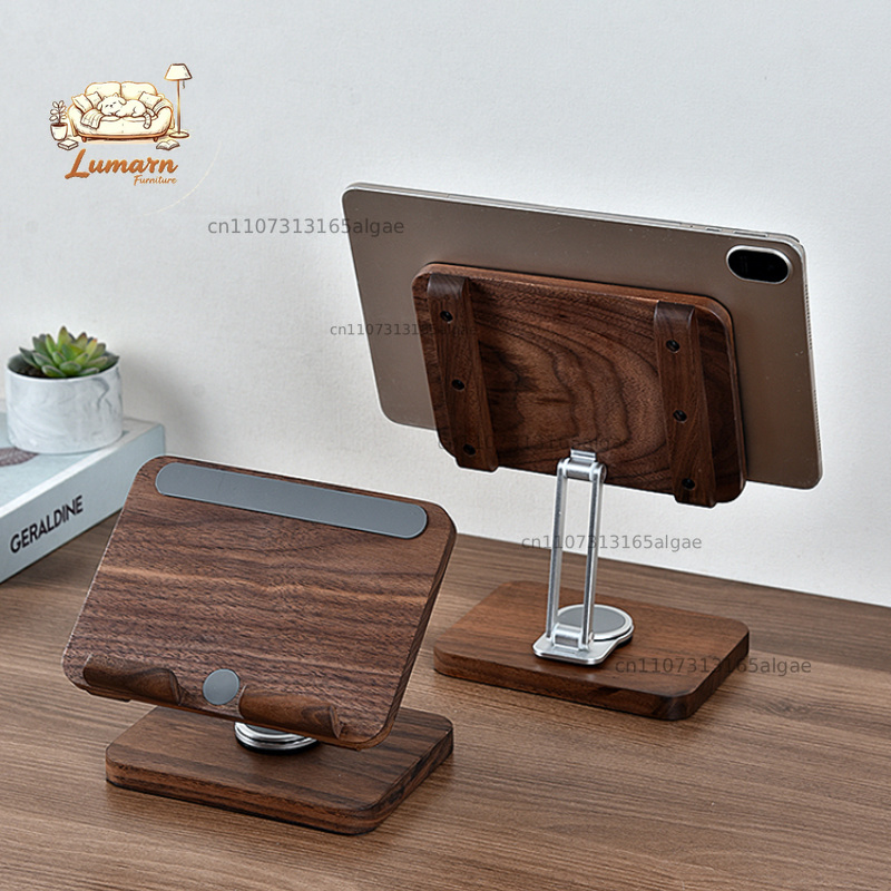 Desk Setup Tablet - ขาตั้ง iPad ไม้แบล็ควอลนัท หมุนได้ 360 องศา
