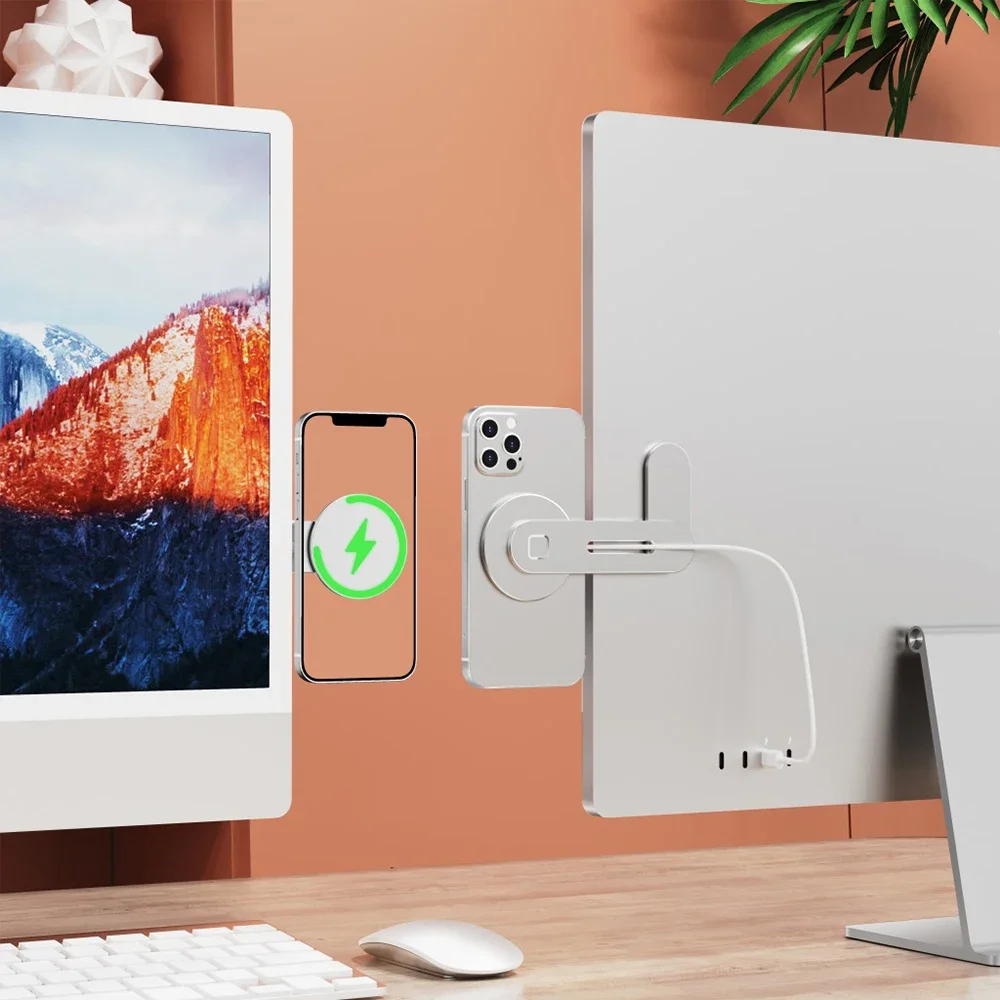 Desk Setup Mac - แท่นวางโน้ตบุ๊กแม่เหล็กสำหรับ Magsafe ที่ยึดโทรศัพท์มือถือสำหรับ iPhone และ Macbook