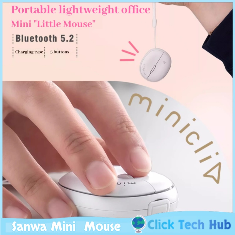 Desk Setup Mac - Sanwa มินิบลูทูธไร้สายเมาส์แบบพกพาสําหรับ Pad/Mac/iOS/Android/Win Office เกมเมาส์ที่เงียบสงบสามารถแขวนเชือก