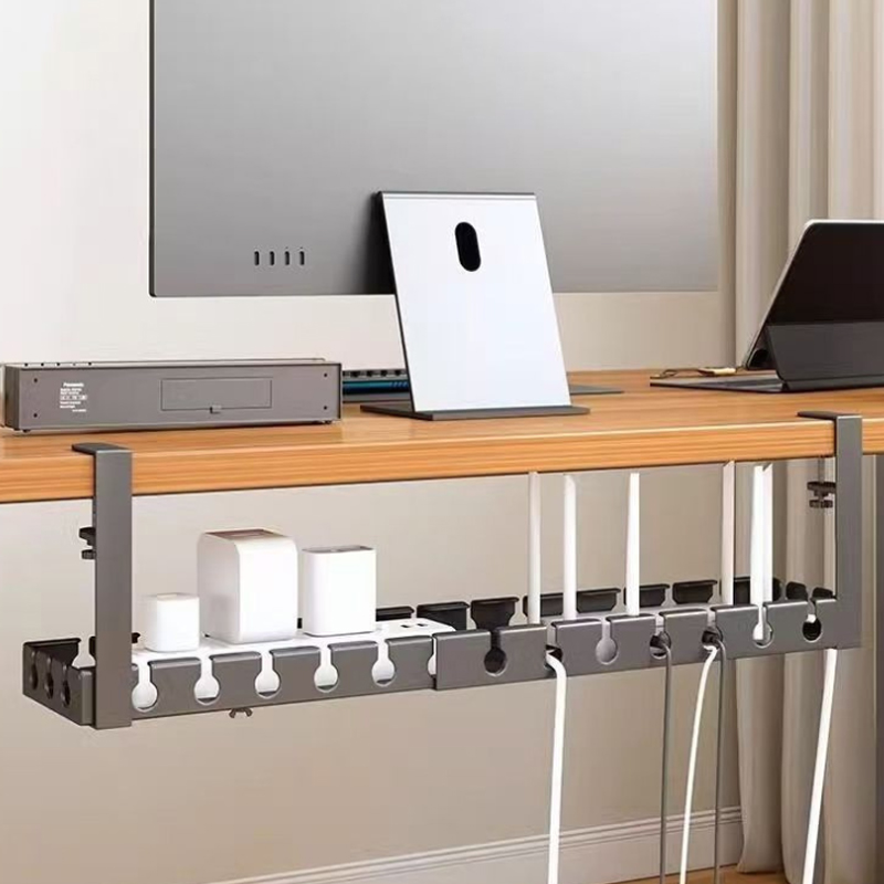 Desk Setup Organizer - ภายใต้ตารางสายOrganizerไม่มีเจาะซ็อกเก็ตRouterสายไฟRackปรับการจัดการสายเคเบิลผู้ถือHome Office Supplies