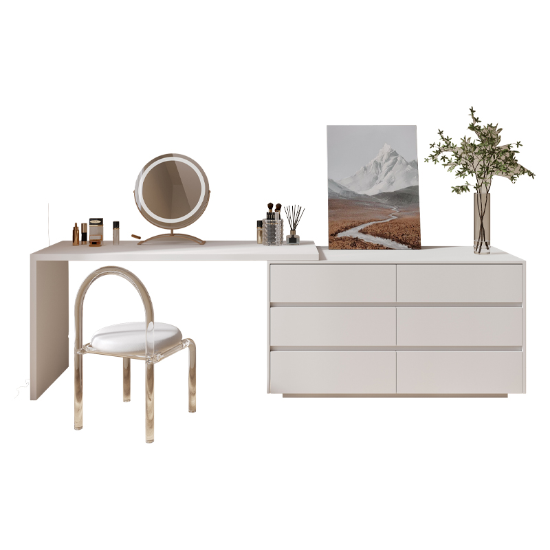 Desk Vanity Setup - โต๊ะเครื่องแป้งอเนกประสงค์รูปตัวแอลสำหรับใช้ในบ้านหรือสำนักงาน พร้อมกระจกแต่งหน้า ชุดโต๊ะเครื่องแป้ง