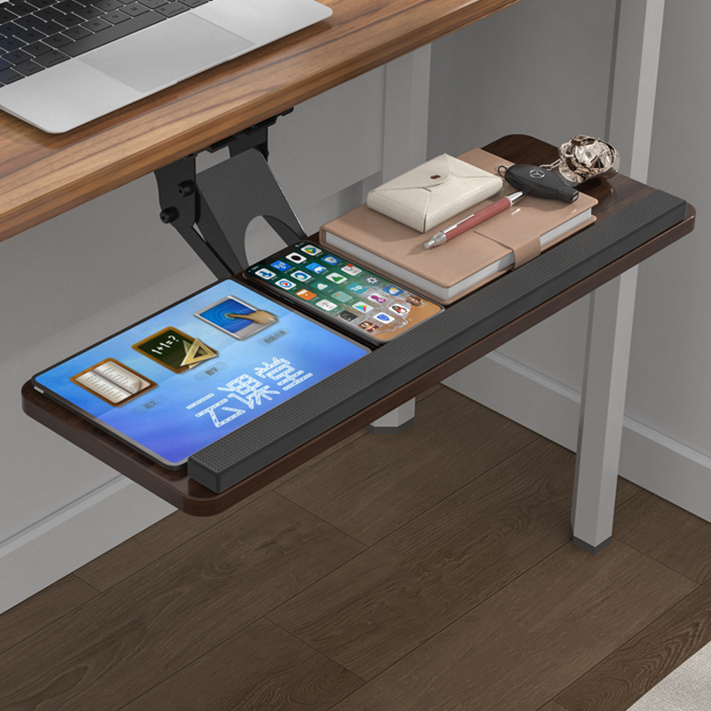 Ergonomic Desk Setup Keyboard - ‌ ถาดวางคีย์บอร์ดใต้โต๊ะพร้อมแผ่นรองเมาส์แบบหมุนได้ - ลิ้นชักเลื่อนปรับได้สำหรับคอมพิวเตอร์ แล็ปท็อป และการตั้งค่าการเล่นเกม