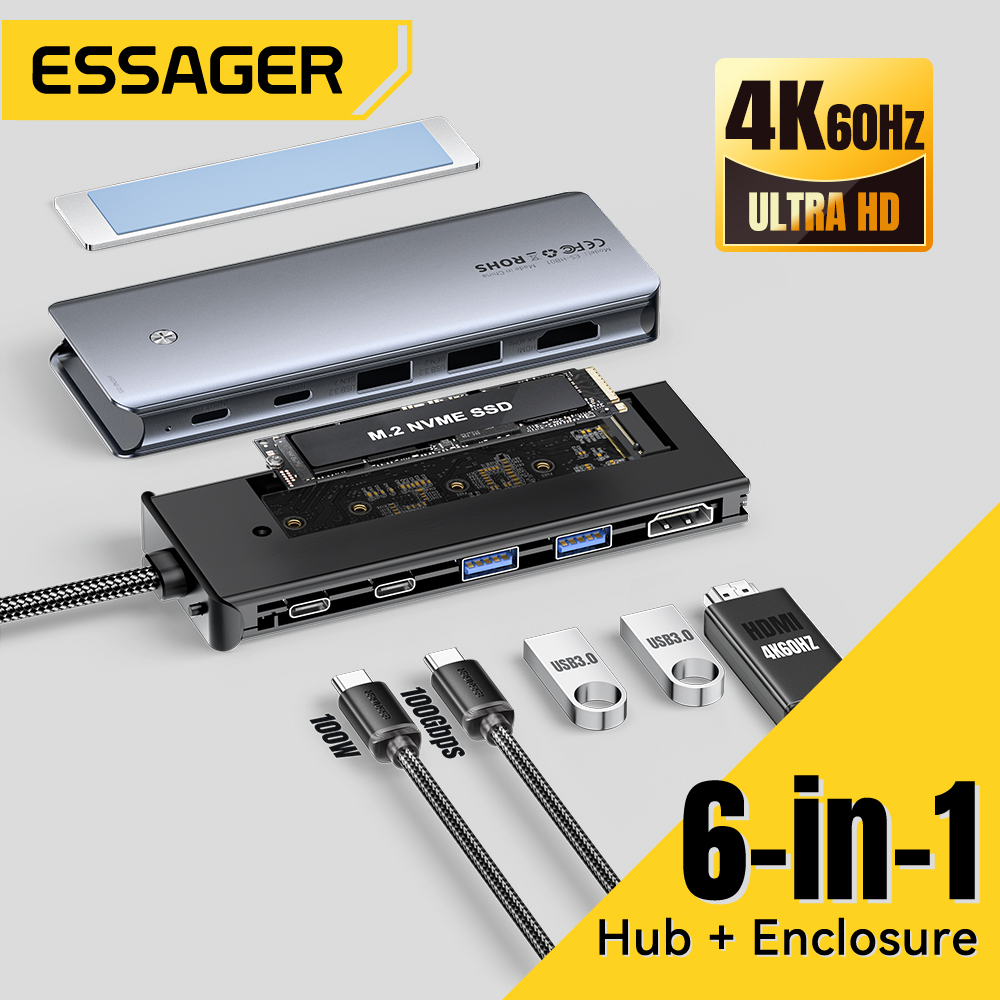Desk Setup Usb Hub - Essager USB C Hub พร้อม M.2