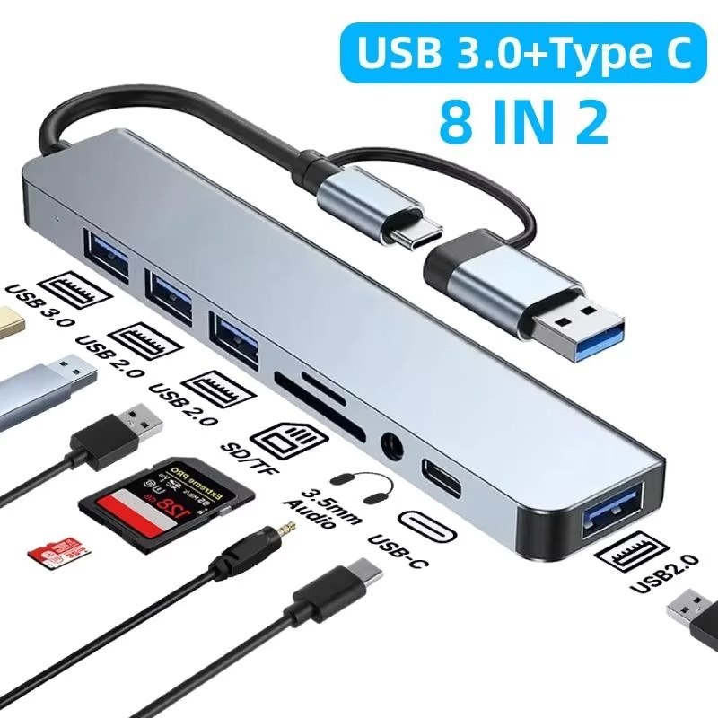 Desk Setup Usb Hub - ฮับ USB Type C 8 in