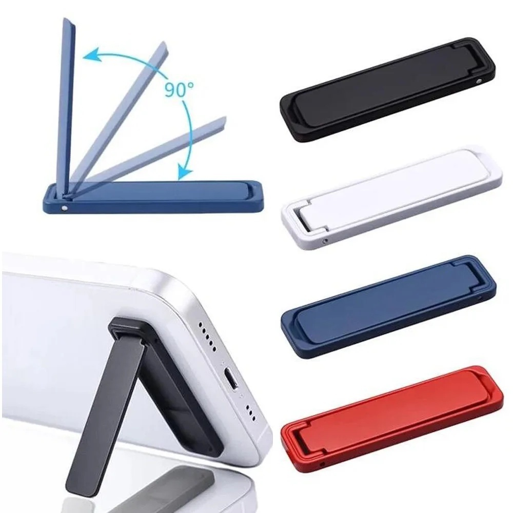 Desk Setup Stand - ที่วางโทรศัพท์แบบพับได้ขนาดเล็ก วัสดุอัลลอยด์ บางเฉียบ ติดด้านหลังแบบล่องหน ขาตั้งโทรศัพท์แบบพกพา ใช้ได้ทั้งแบบตั้งโต๊ะและแบบพกพา
