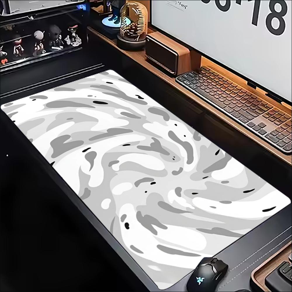 แผ่นรองโต๊ะสีเทาขาวลายหมุนวนพร - Desk Setup Gaming And Work บทวิจารณ์และราคา