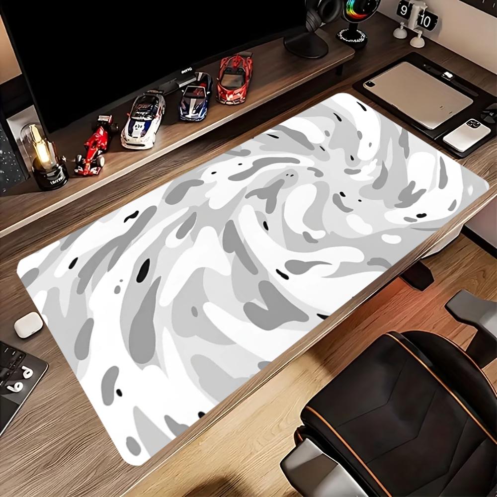 แผ่นรองโต๊ะสีเทาขาวลายหมุนวนพร - Desk Setup Gaming And Work บทวิจารณ์และราคา