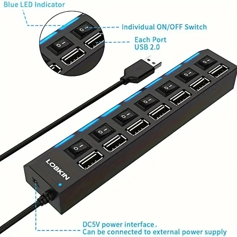ความเร็วสูง 4/7 พอร์ต USB HUB  - Desk Setup Usb Hub บทวิจารณ์และราคา