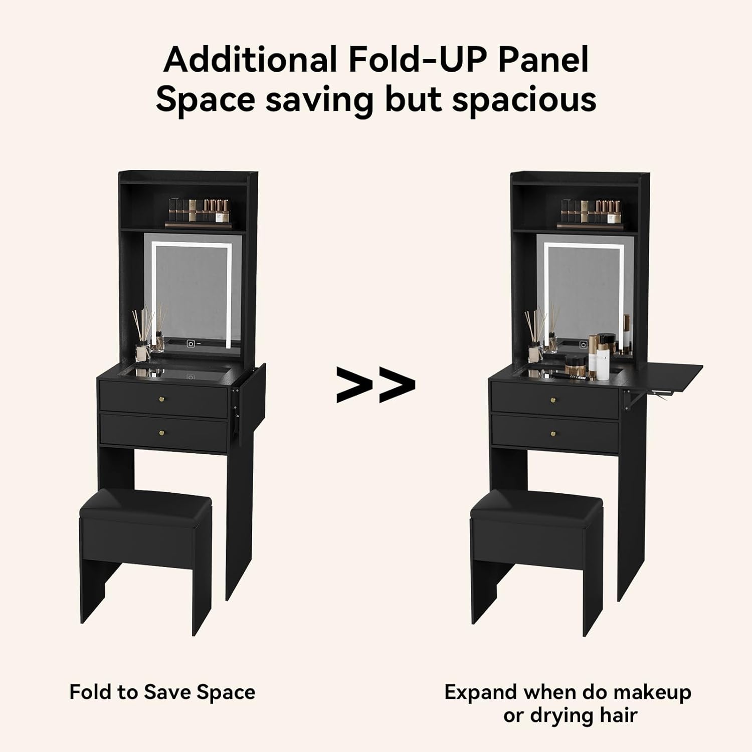 ชุดโต๊ะเครื่องแป้งสีดำขนาดเล็ก - Desk Vanity Setup บทวิจารณ์และราคา