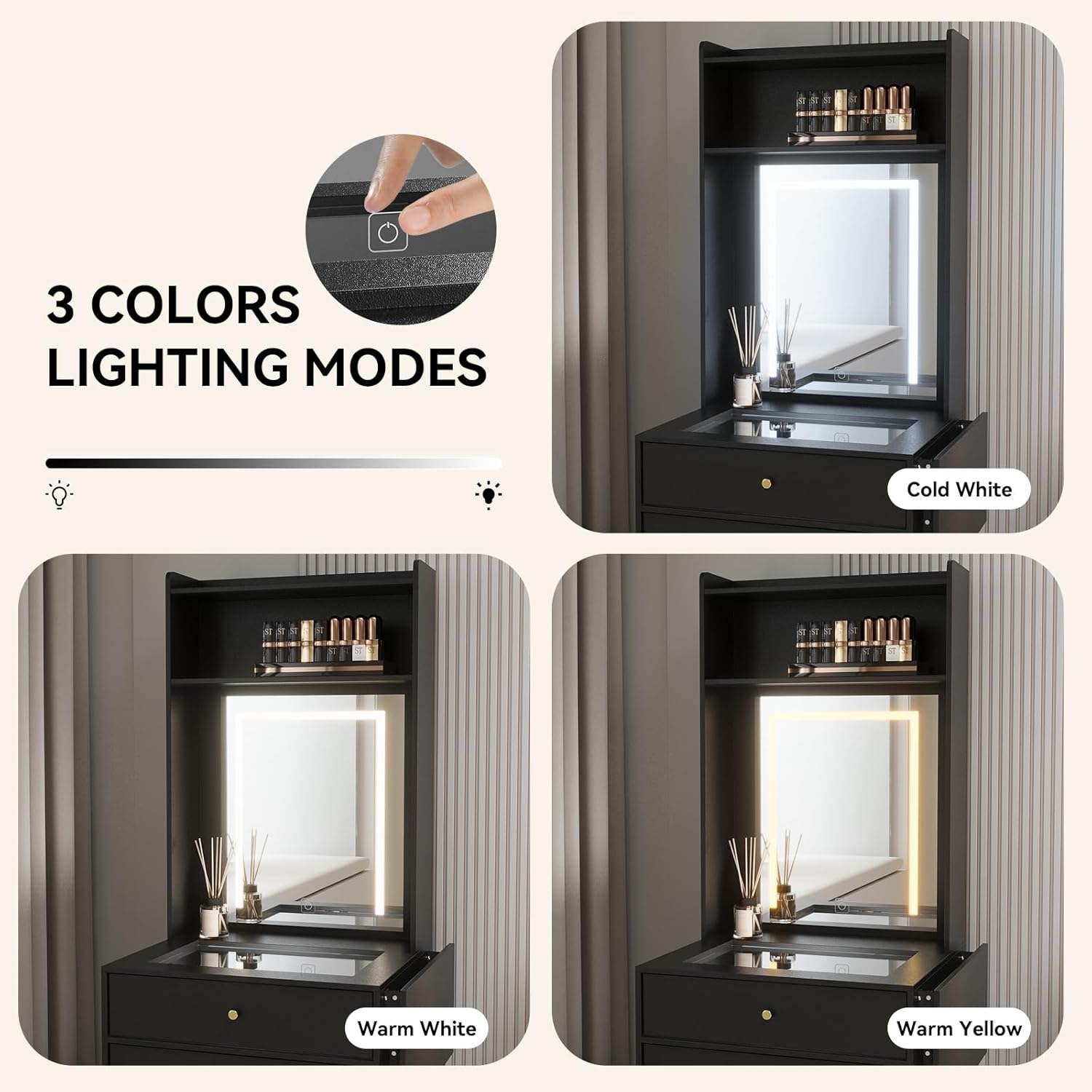 ชุดโต๊ะเครื่องแป้งสีดำขนาดเล็ก - Desk Vanity Setup บทวิจารณ์และราคา