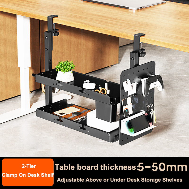ชั้นวางของแบบหนีบขอบโต๊ะ 2 ชั้ - Desk Setup Organizer บทวิจารณ์และราคา