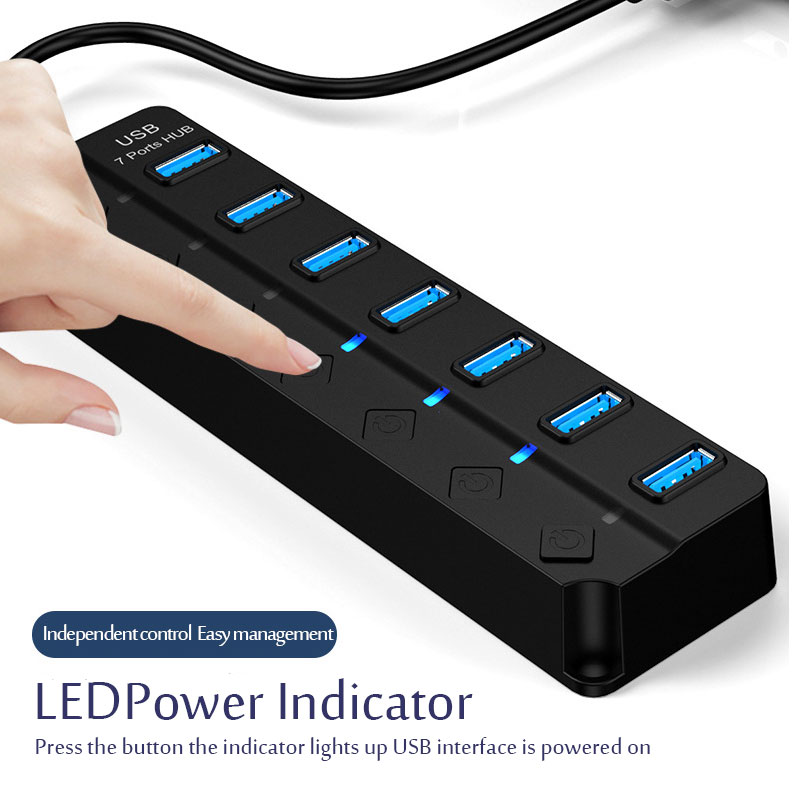 ฮับ USB 3.0 7 in 1 ตัวแยก USB  - Desk Setup Usb Hub บทวิจารณ์และราคา