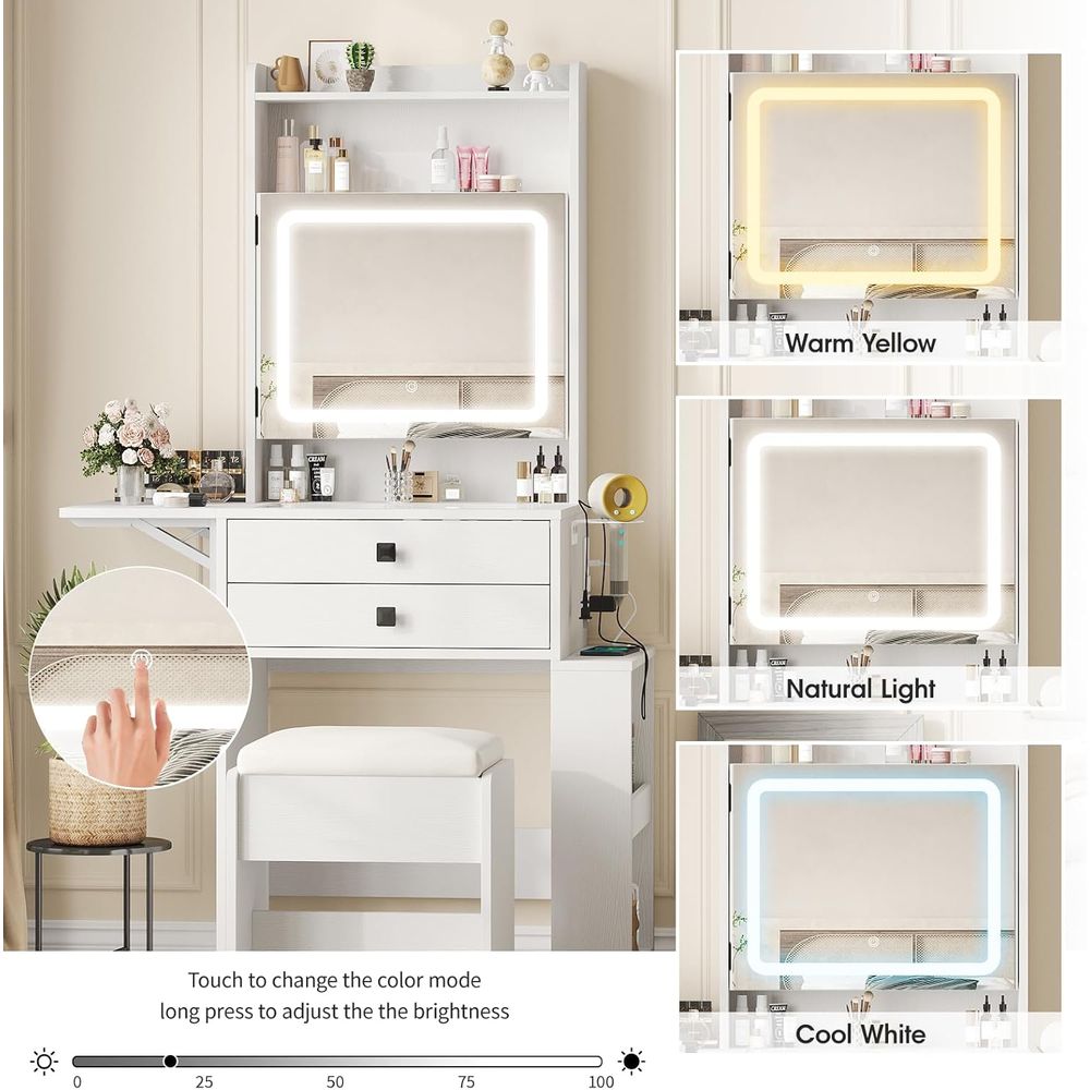โต๊ะเครื่องแป้งขนาดเล็ก Vabche - Desk Vanity Setup บทวิจารณ์และราคา
