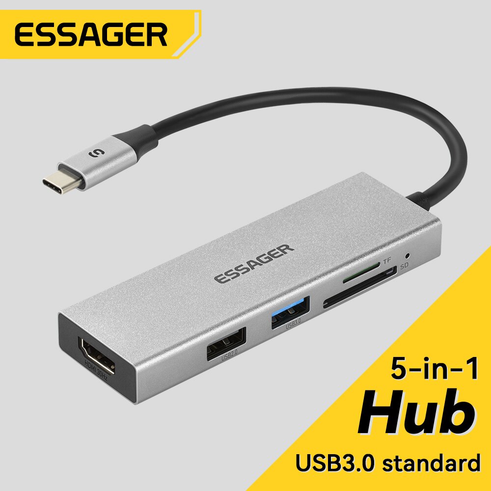 Essager 5 in 1 USB ฮับ C HDMI- - Desk Setup Usb Hub บทวิจารณ์และราคา