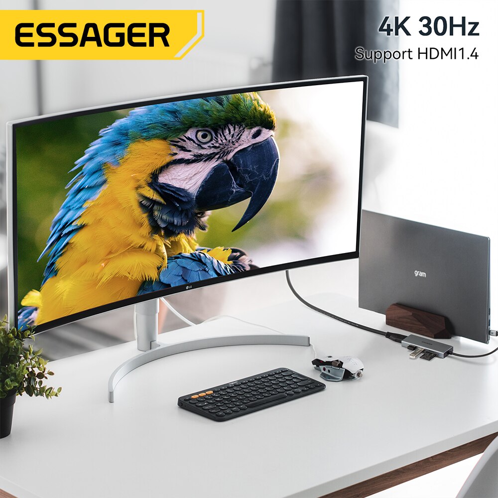 Essager 5 in 1 USB ฮับ C HDMI- - Desk Setup Usb Hub บทวิจารณ์และราคา