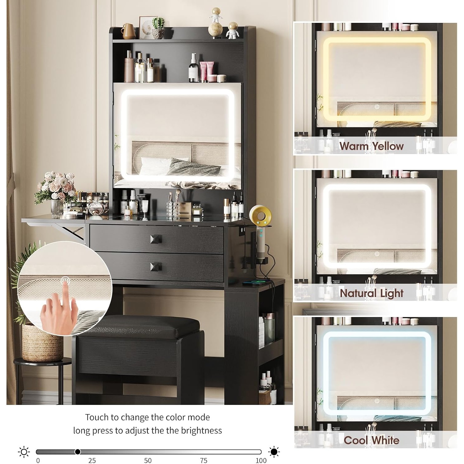โต๊ะเครื่องแป้งขนาดเล็กพร้อมแผ - Desk Vanity Setup บทวิจารณ์และราคา