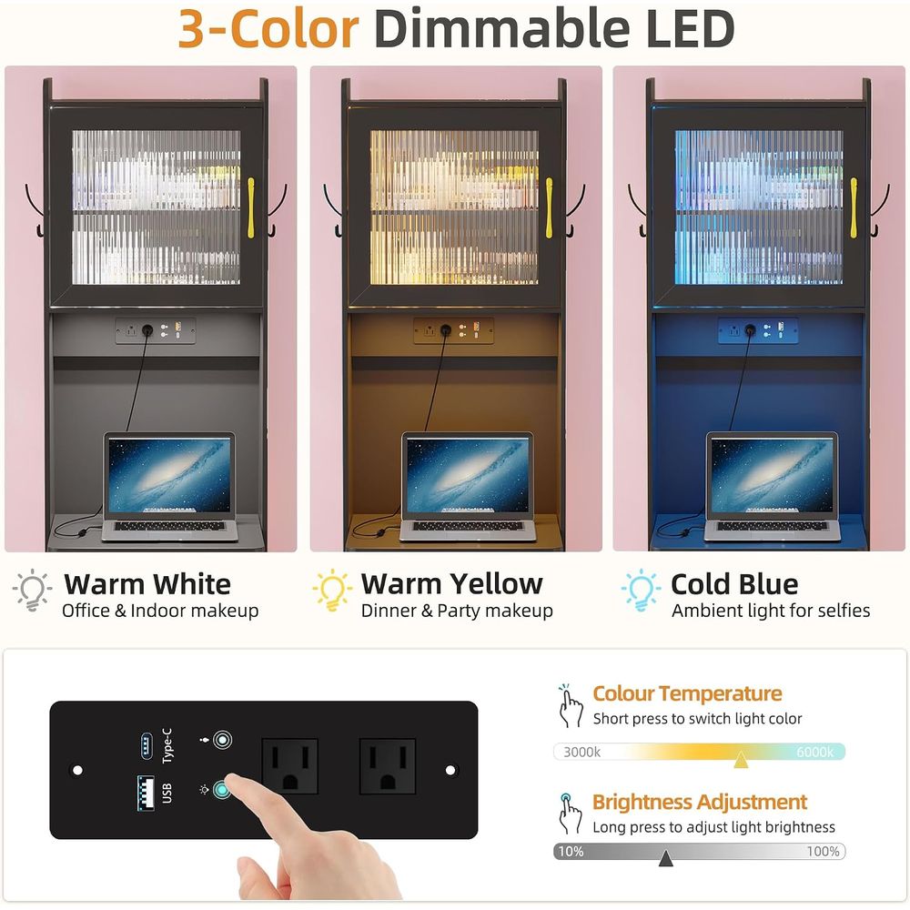 โต๊ะเครื่องแป้ง LED พร้อมเซ็นเ - Desk Vanity Setup บทวิจารณ์และราคา