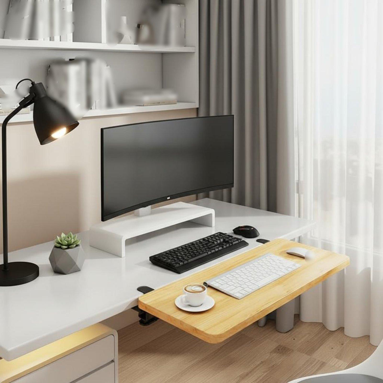 ชั้นวางโต๊ะพับได้ โต๊ะต่อขยาย  - Ergonomic Desk Setup Keyboard บทวิจารณ์และราคา