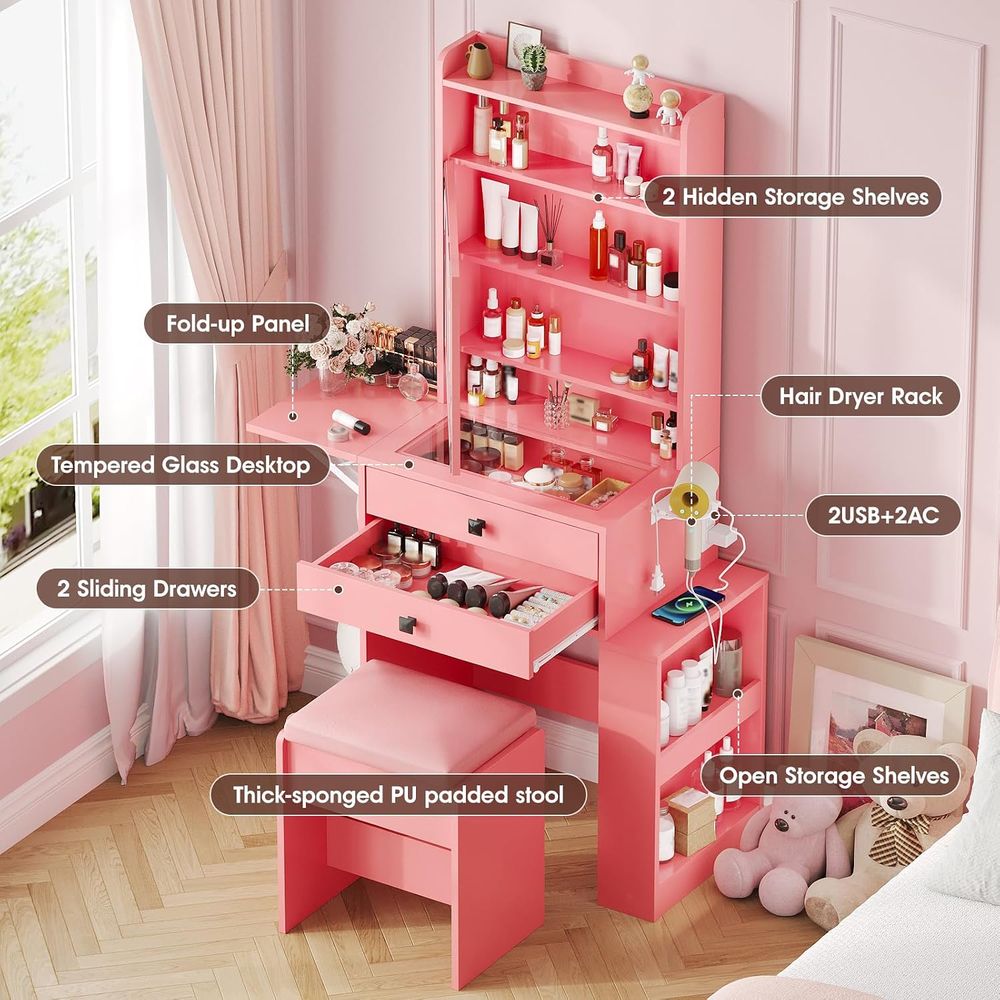 โต๊ะเครื่องแป้งขนาดเล็ก Vabche - Desk Vanity Setup บทวิจารณ์และราคา