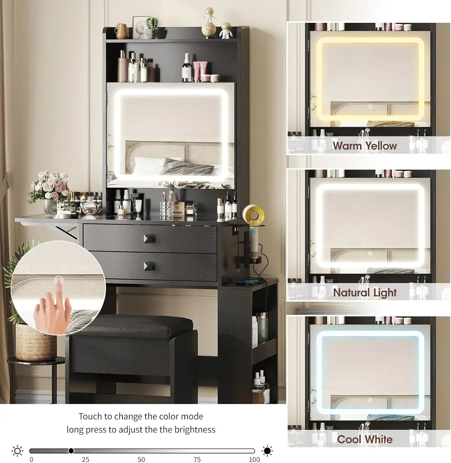 โต๊ะเครื่องแป้งขนาดเล็ก, กระจก - Desk Vanity Setup บทวิจารณ์และราคา