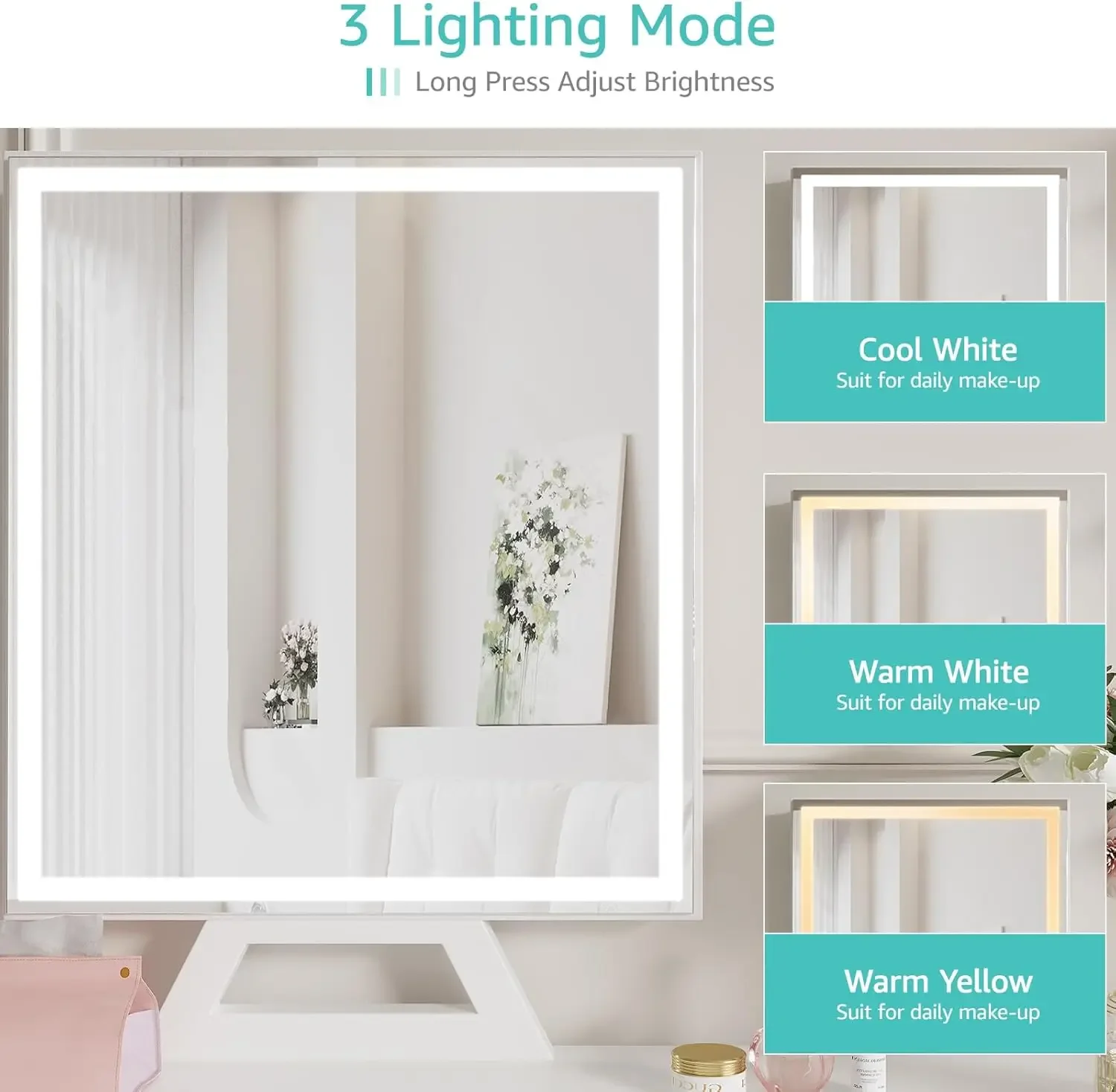 โต๊ะเครื่องแป้งสีขาวพร้อมกระจก - Desk Vanity Setup บทวิจารณ์และราคา