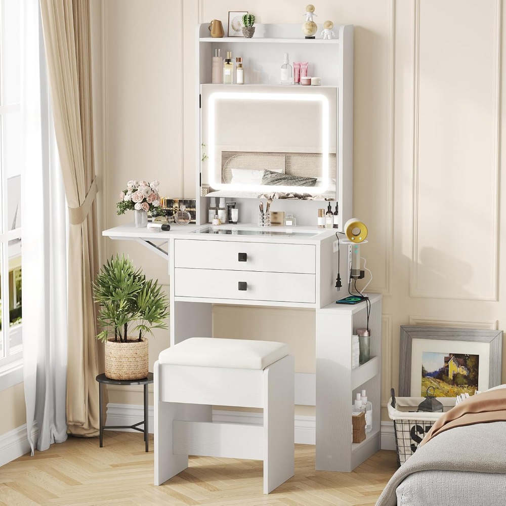 โต๊ะเครื่องแป้งขนาดเล็กพร้อมกร - Desk Vanity Setup บทวิจารณ์และราคา