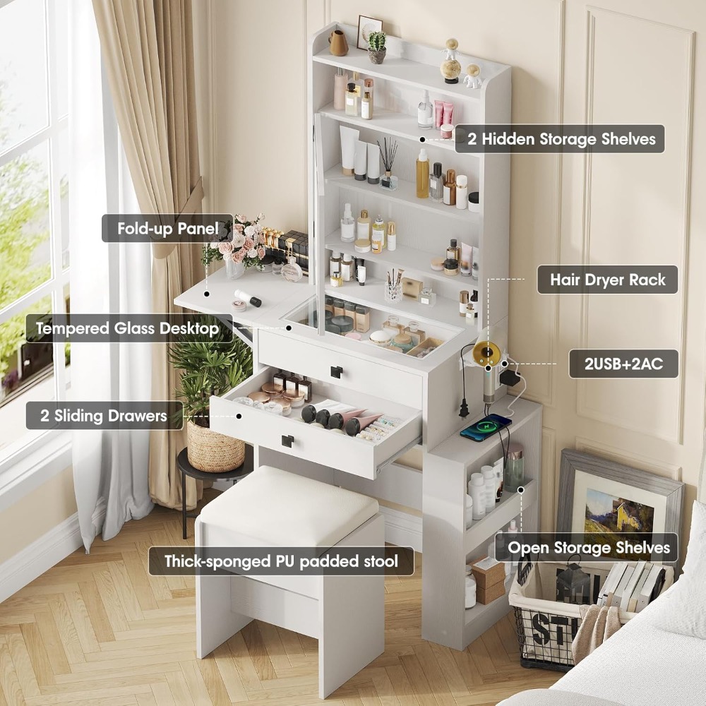 โต๊ะเครื่องแป้งขนาดเล็กพร้อมกร - Desk Vanity Setup บทวิจารณ์และราคา
