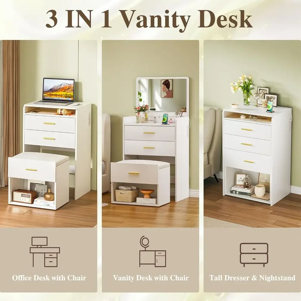 โต๊ะเครื่องแป้ง 3-in-1 พร้อมกร - Desk Vanity Setup บทวิจารณ์และราคา