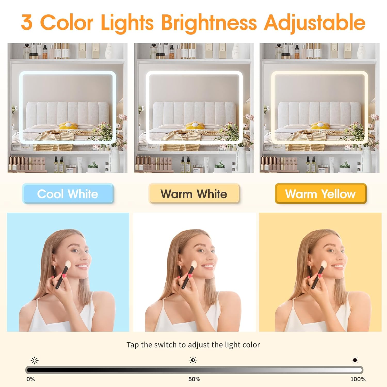 โต๊ะเครื่องแป้งพร้อมกระจกและไฟ - Desk Vanity Setup บทวิจารณ์และราคา
