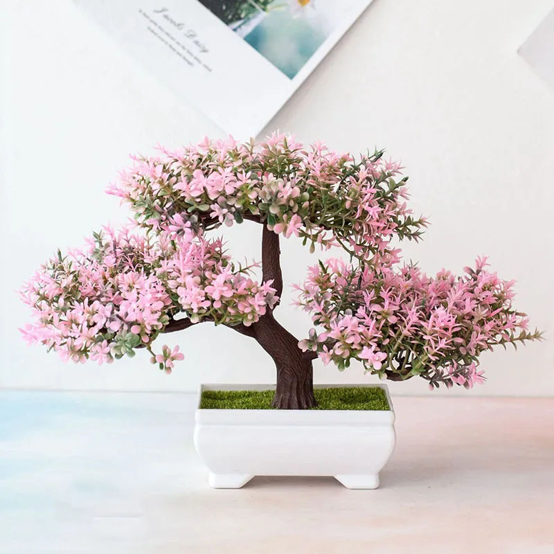 พืชประดิษฐ์บอนไซปลอมดอกไม้ Pot - Desk Setup At Home บทวิจารณ์และราคา