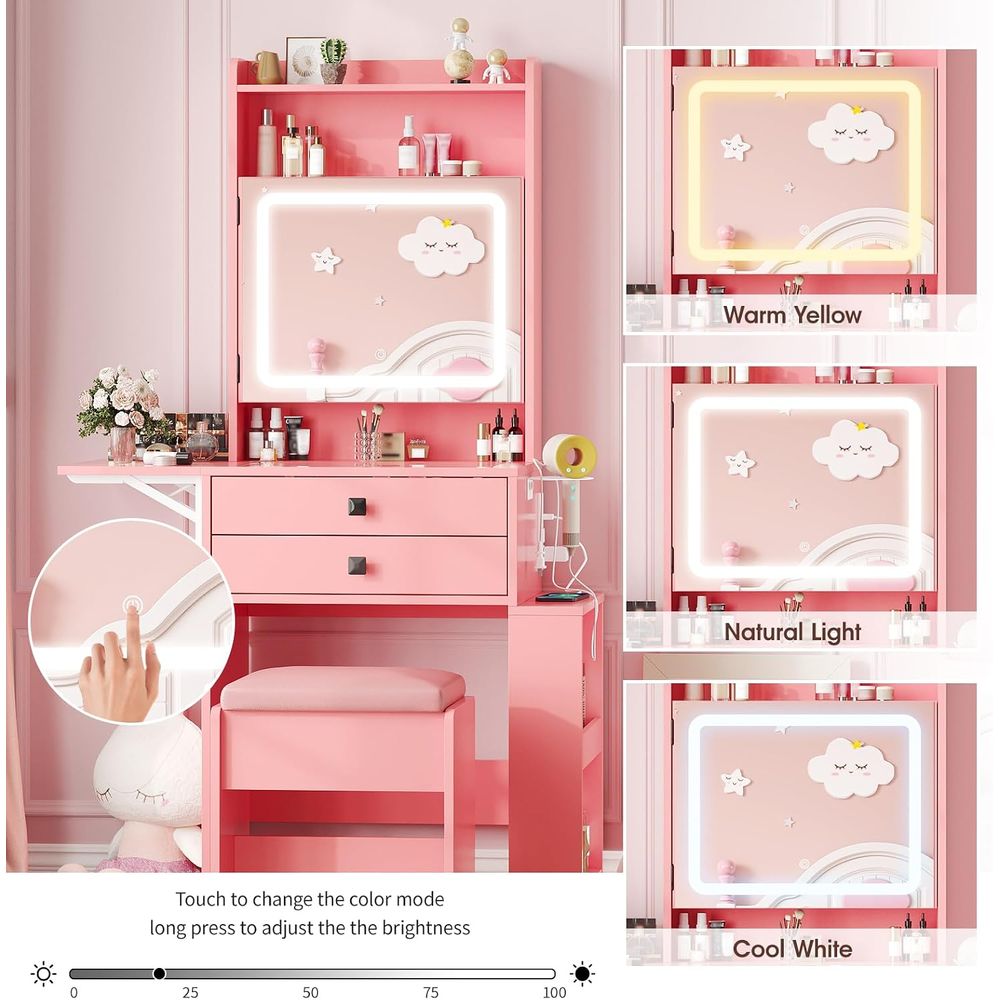 โต๊ะเครื่องแป้งขนาดเล็ก Vabche - Desk Vanity Setup บทวิจารณ์และราคา